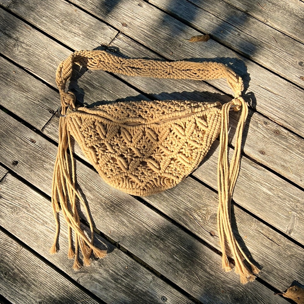 Bohemian Fringe Waste Bag - Beige